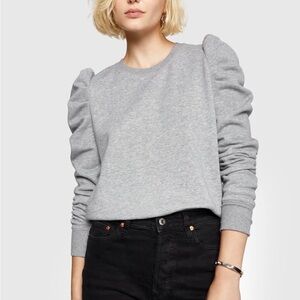Rebecca Minkoff Heather Gray Sweatshirt Janine puff sleeve